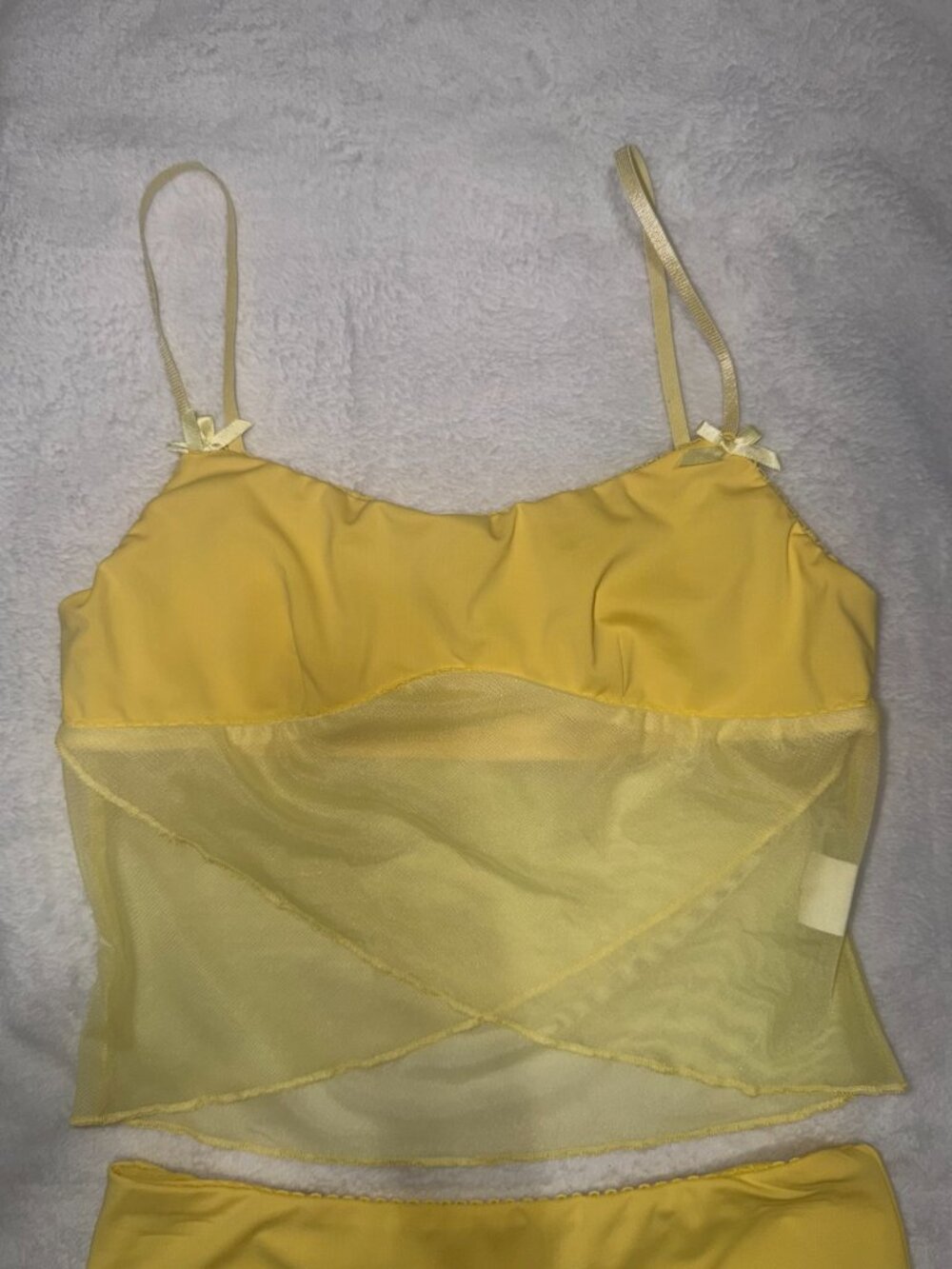 Beautiful Yellow Mesh 2-Piece Cami Top & Ruffled Skirt Set - Size M - Picture 2 of 7